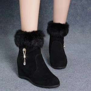 Winter Fashion Women Wedges Ankle Boots Increasing Height Shoes 2023 New High Heels Booties Metal Rhinestone Botas