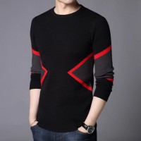 High Quality Men's Knitted Pullover Striped Long Sleeve New Autumn/Winter Warm Sweater Street Fashion Casual Bottom Men Clothing